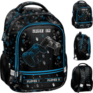 Paso viackomorový školský batoh biely, čierny, Odtiene modrej, Odtiene sivej a striebornej, Multicolor 19 l